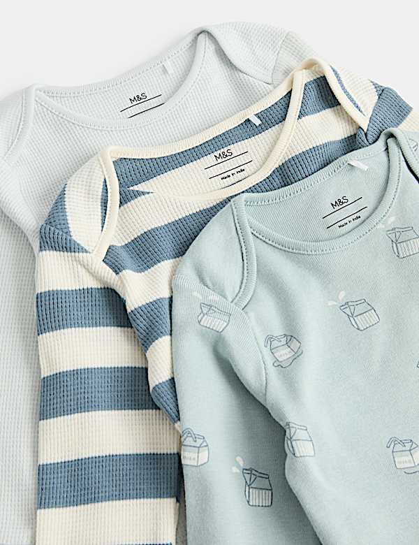 3 Pack Pure Cotton Patterned Bodysuits (7lbs - 3 Yrs)