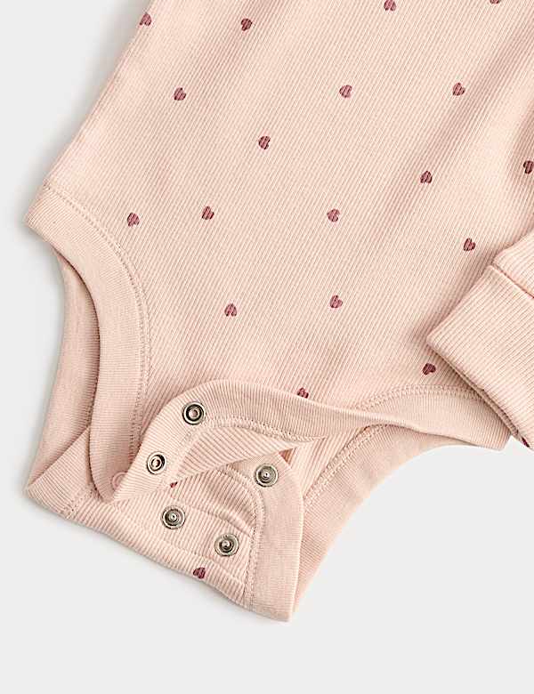 3 Pack Cotton Rich Heart Long Sleeve Bodysuits (0-3 Yrs) - NL