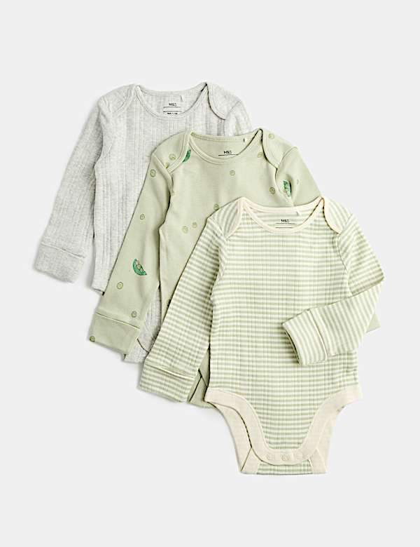 3 Pack Pure Cotton Peas Bodysuits (0-3 Yrs)