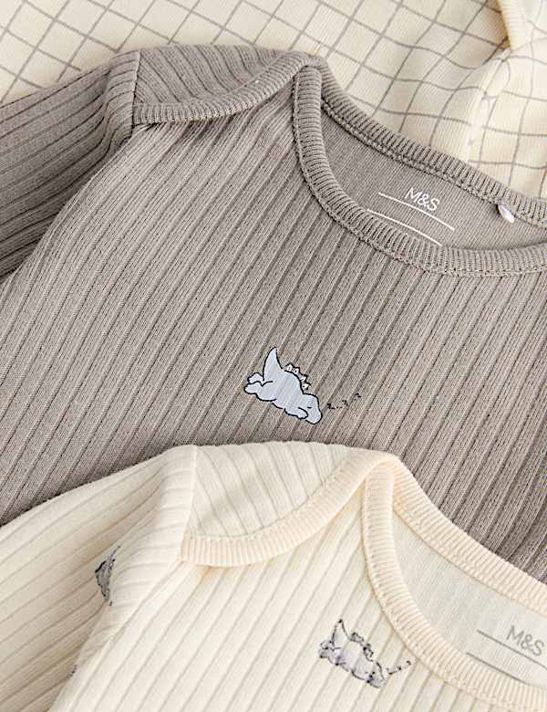 3 Pack Cotton Rich Dino Bodysuits (7lbs - 3 Yrs)