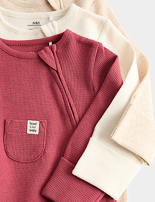 3 Pack Pure Cotton Waffle Sleepsuits (7lbs-3 Yrs) - JP