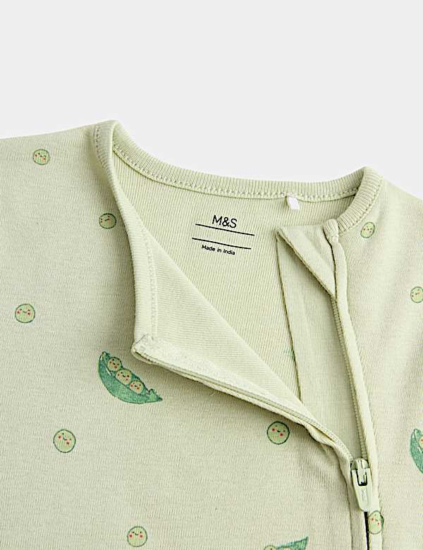 3 Pack Pure Cotton Peas Print Footless Sleepsuits (7lbs - 3 Yrs)