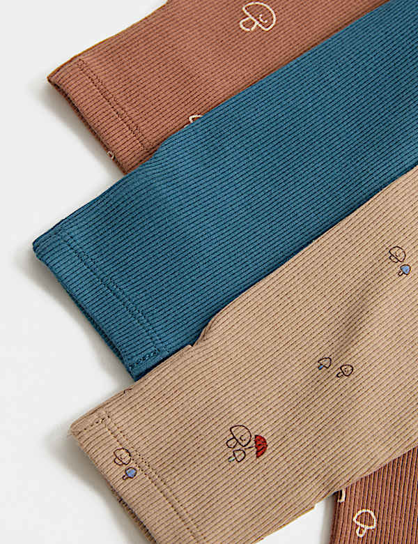 3 Pack Cotton Rich Mushroom Sleepsuits (0-3 Yrs)