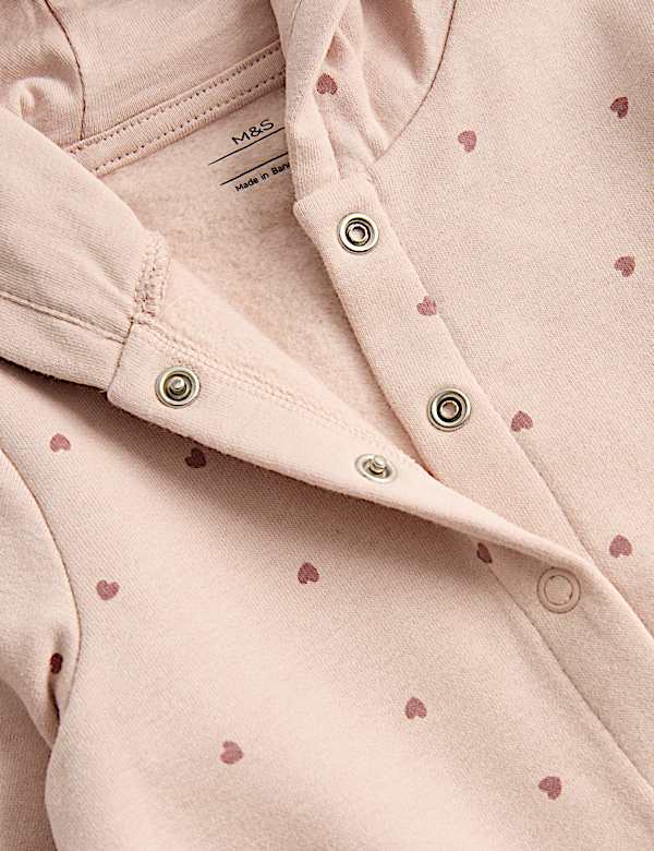 Cotton Rich Heart Hooded All in One (0-3 Yrs) - FI