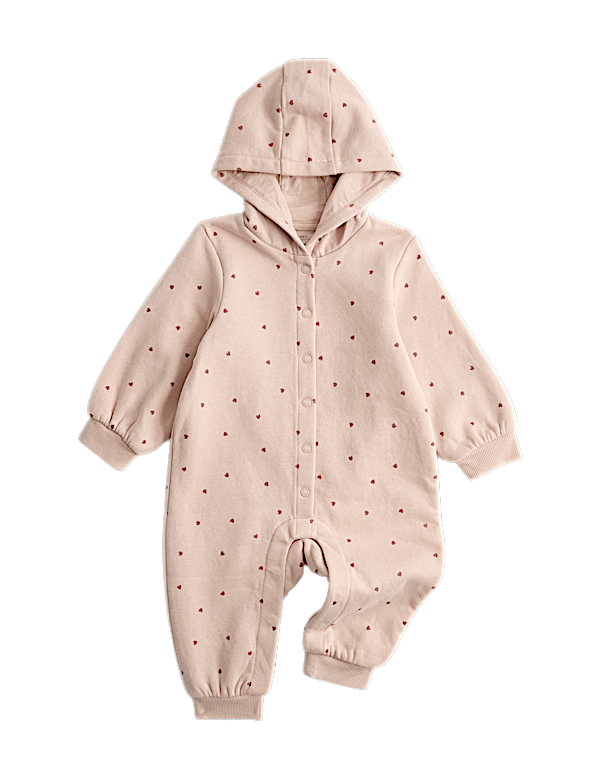 Cotton Rich Heart Hooded All in One (0-3 Yrs)