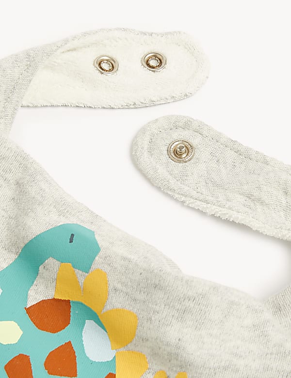 2pk Pure Cotton Dinosaur Dribble Bibs