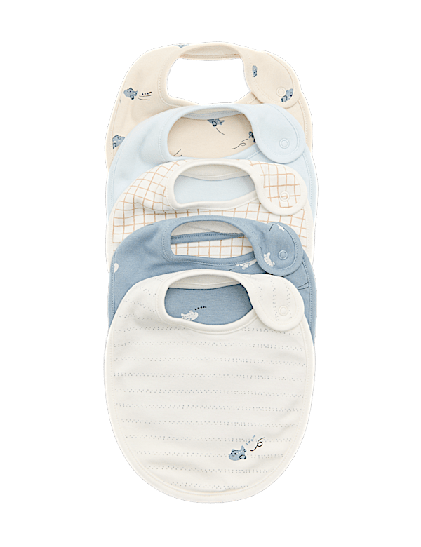 5 Pack Cotton Rich Plane Print Dribble Bibs