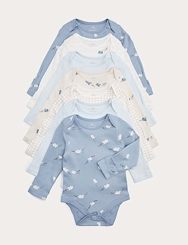 7 Pack Pure Cotton Bodysuits (0-3 Yrs)