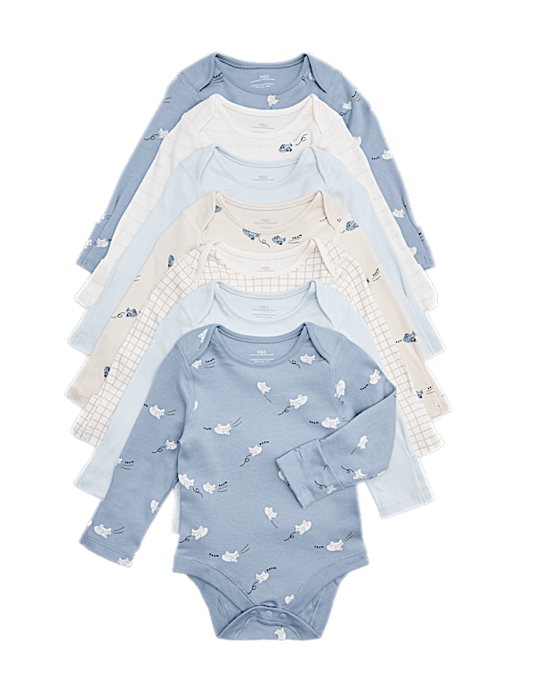 7 Pack Pure Cotton Bodysuits (0-3 Yrs)