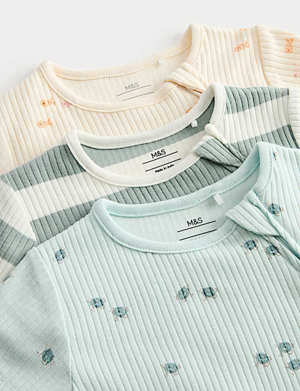 3 Pack Cotton Rich Sea Life Print Rompers (7lbs-3 Yrs) - LV