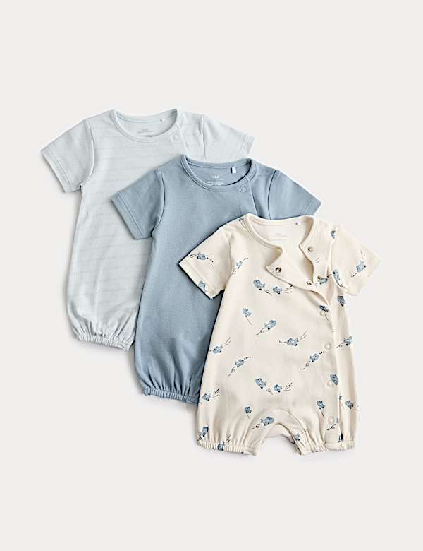 Set van 3 katoenen rompertjes - WIT - - 9.00