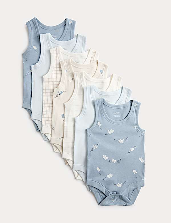 7 Pack Pure Cotton Patterned Bodysuits (7lbs-3 Yrs) - FR