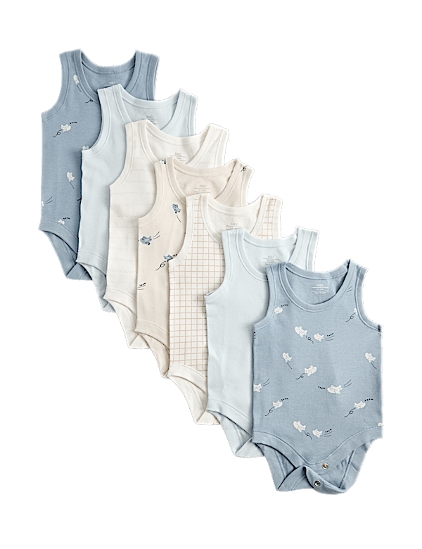 7 Pack Pure Cotton Patterned Bodysuits (7lbs-3 Yrs)