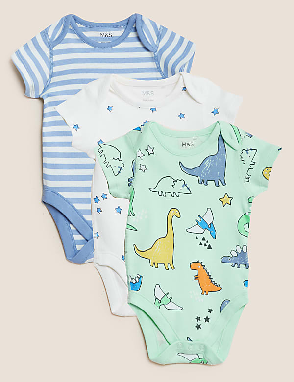 3pk Pure Cotton Bodysuits (6½lbs - 3 Yrs)