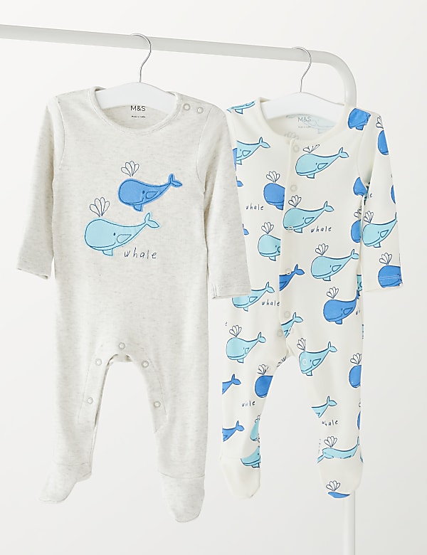 Lot de 2&nbsp;dors-bien en coton à motif baleine (jusqu’au 3&nbsp;ans) - CH