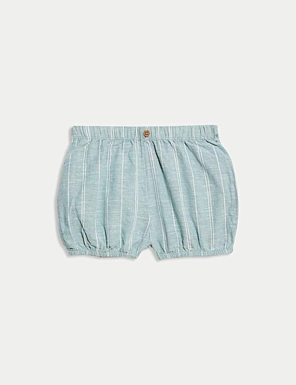 Σύνολο με σορτς από σύμμεικτο λινό, σετ των 3 (3 κιλά - 12 μηνών) - GR