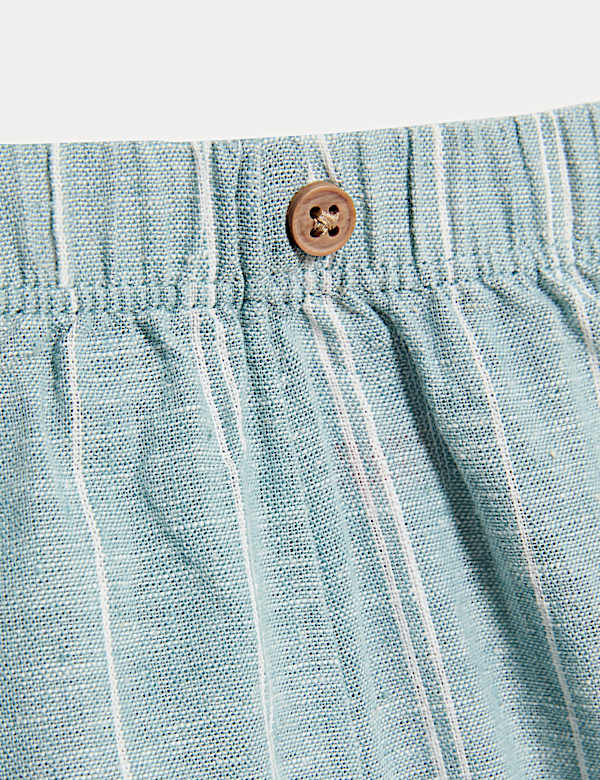 Σύνολο με σορτς από σύμμεικτο λινό, σετ των 3 (3 κιλά - 12 μηνών) - GR