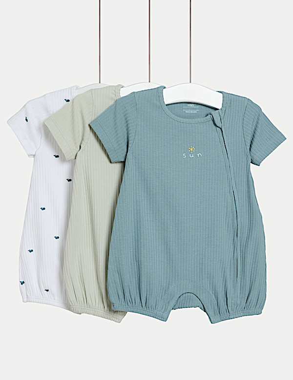 3pk Cotton Rich Rompers (7lbs-12 Mths) - KG