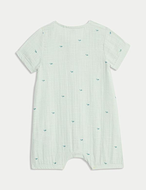 2pc Pure Cotton Whale Print Romper Set (7lbs-12 Mths) - JP