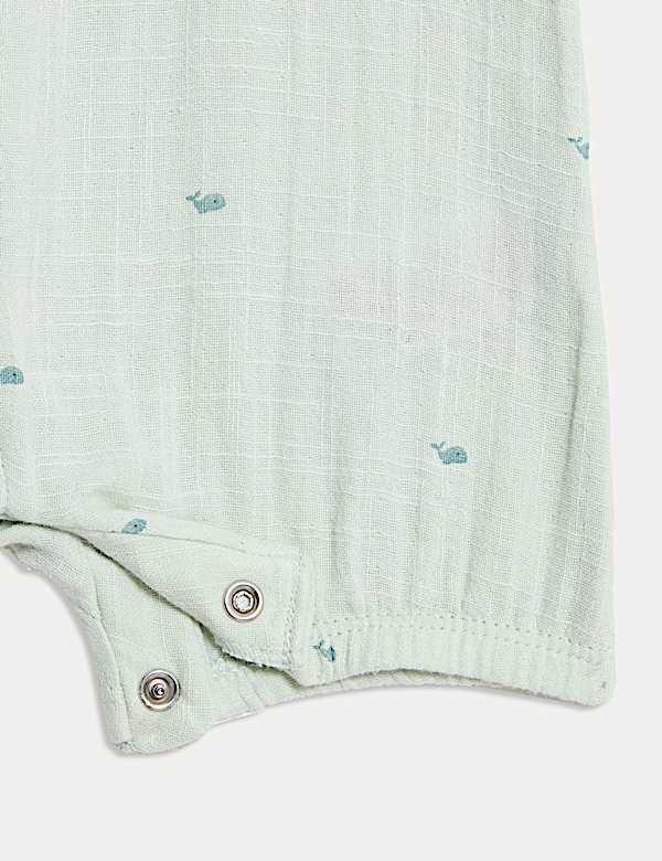 2pc Pure Cotton Whale Print Romper Set (7lbs-12 Mths) - JP