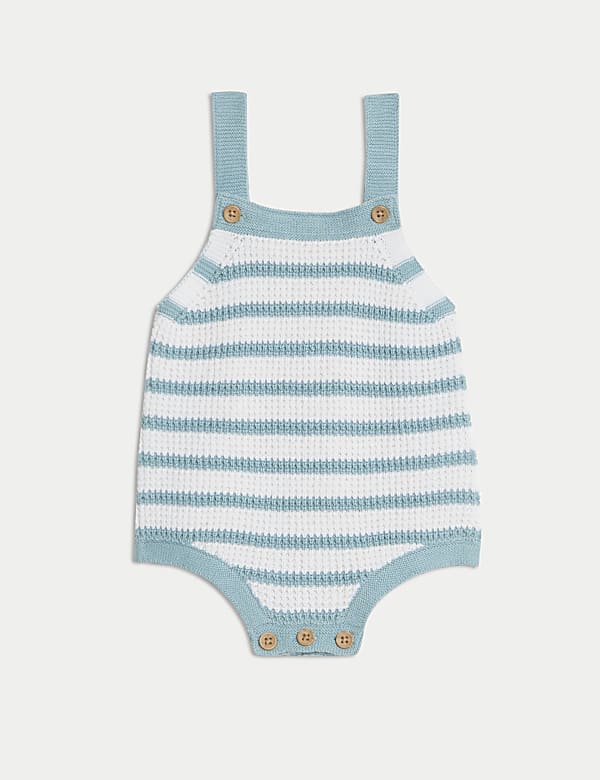 Pure Cotton Knitted Striped Bibshort (7lbs-12 Mths) - VN