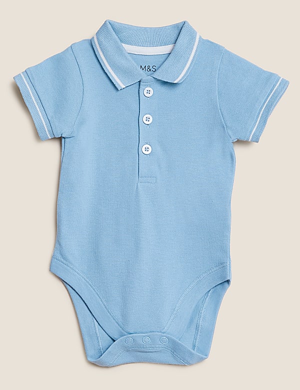 3pk Pure Cotton Polo Collar Bodysuits (0-3 Yrs)