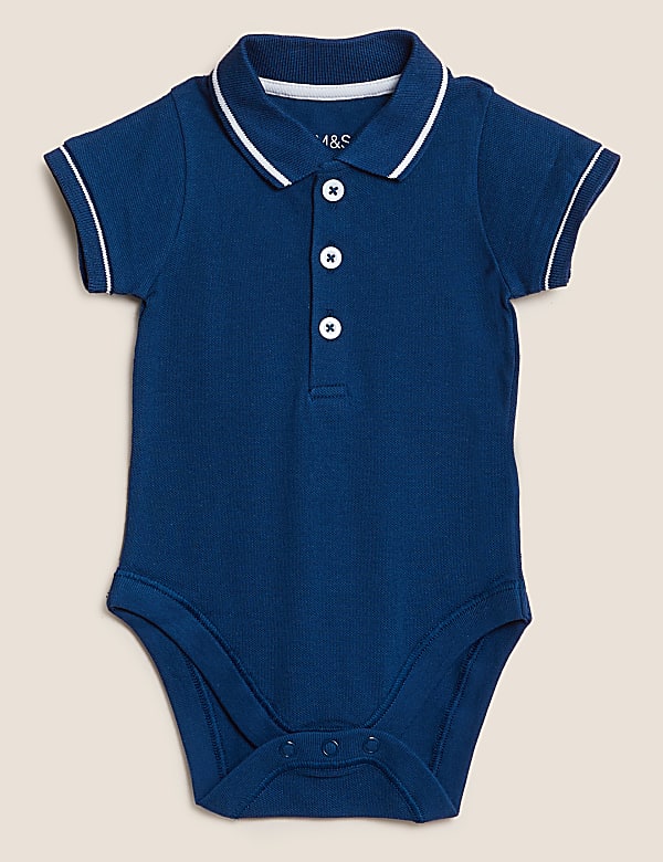 3pk Pure Cotton Polo Collar Bodysuits (0-3 Yrs)