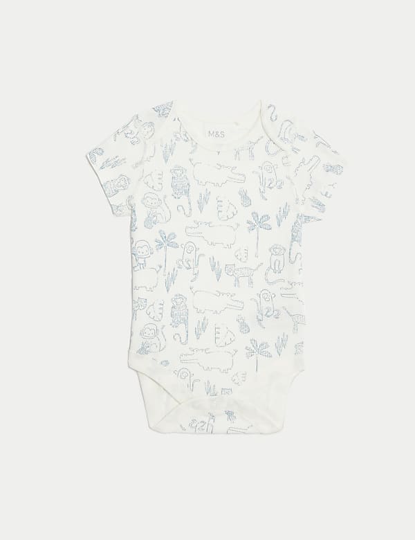 5pk Pure Cotton Animal Bodysuits (6½lbs-3 Yrs)