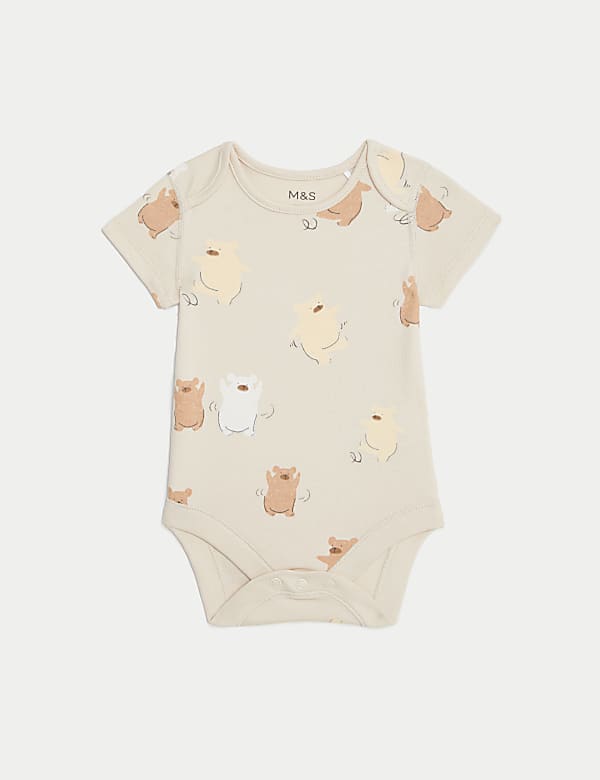 3pk Pure Cotton Dancing Bear Bodysuits (6½lbs - 3 Yrs)