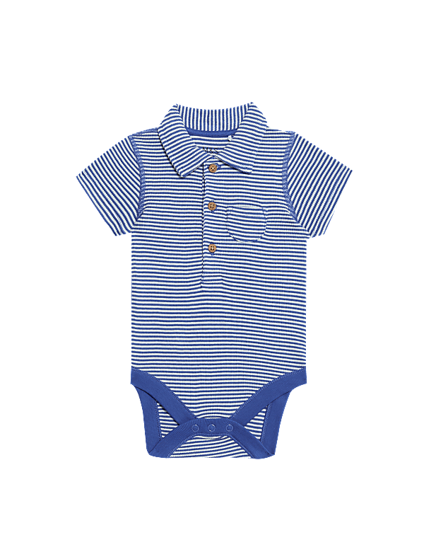2pk Pure Cotton Polo Bodysuits (6½lbs-3 Yrs)