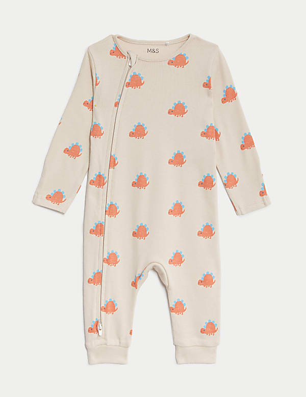 3pk Pure Cotton Dino & Striped Sleepsuits (6&frac12;lbs-3 Yrs) - DE