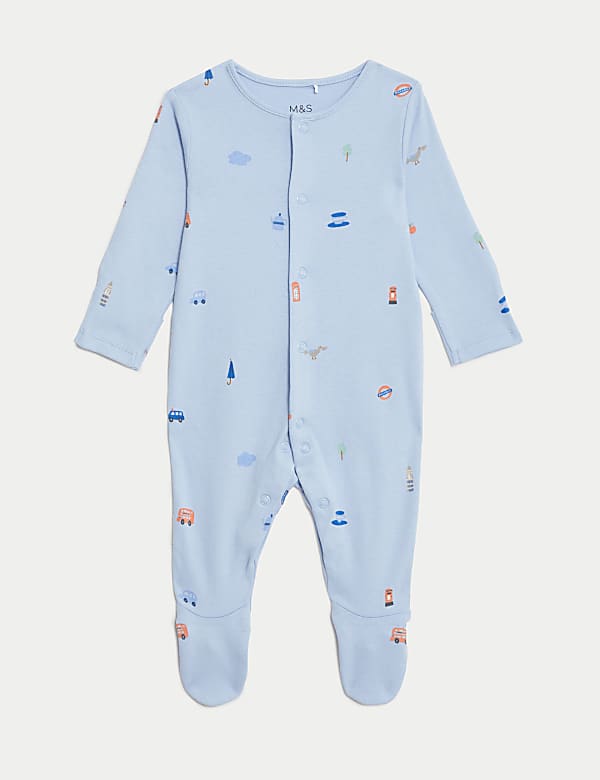 3pk Pure Cotton London Sleepsuits (6½lbs-3 Yrs)