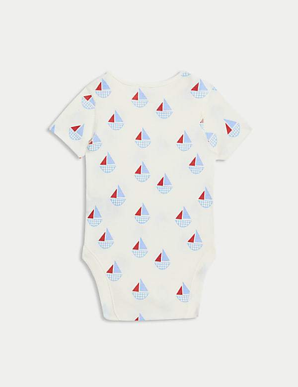 3pk Pure Cotton Boat Bodysuits (6½lbs-3 Yrs)