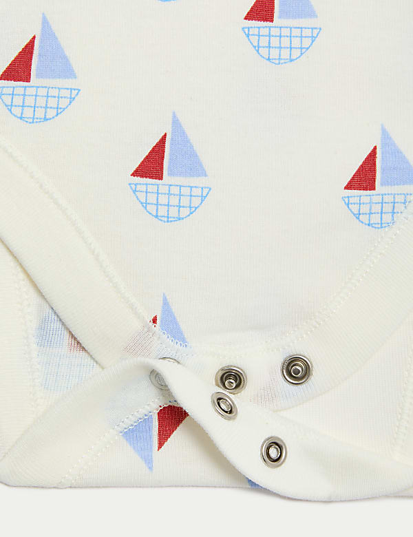 3pk Pure Cotton Boat Bodysuits (6½lbs-3 Yrs)