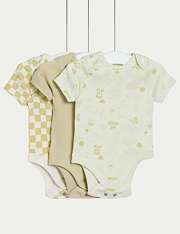 3pk Cotton Rich Checkerboard Bodysuits (6½lbs-3 Yrs) - VN