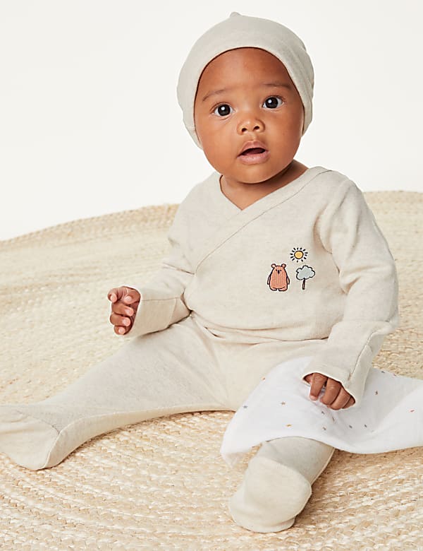 3pc Pure Cotton Bear Outfit (7lbs-1 Yrs) - NZ