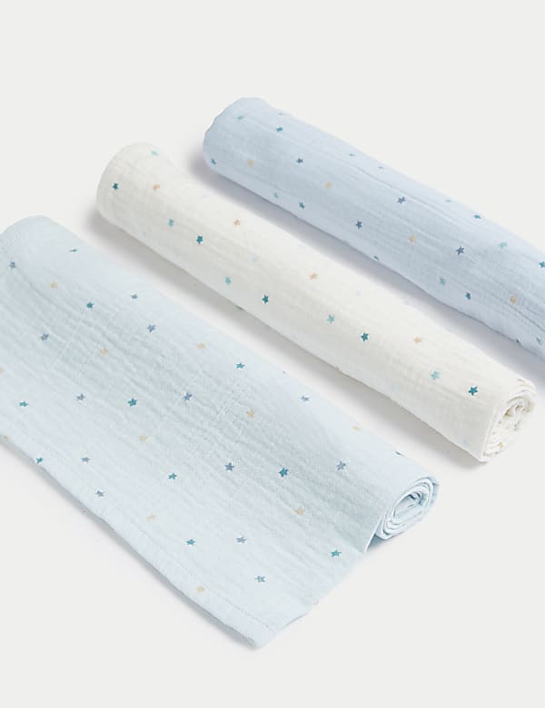 3pk Pure Cotton Star Muslin Squares - MY