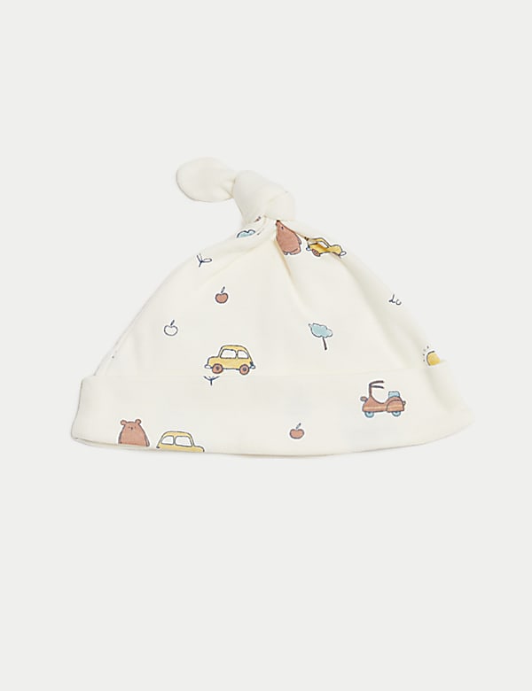 2pc Pure Cotton Printed Sleepsuit & Hat Set (7lbs-1 Yrs)
