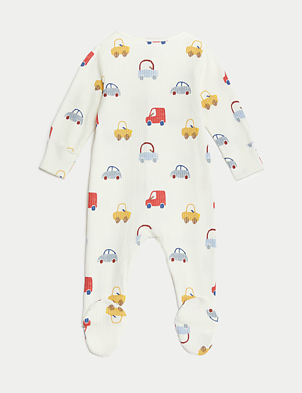 3pk Pure Cotton Ribbed Print Sleepsuits (6&frac12;lbs-3 Yrs)