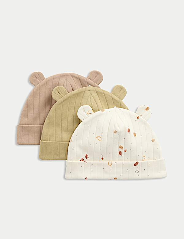 3pk Cotton Rich Leaf Print Hats - US