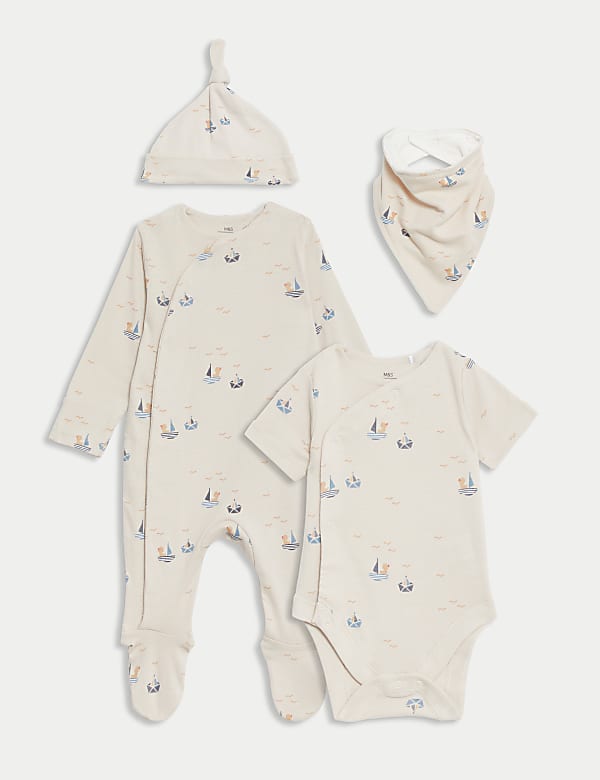 4pc Pure Cotton Boat Starter Set (7lbs-9 Mths) - ID