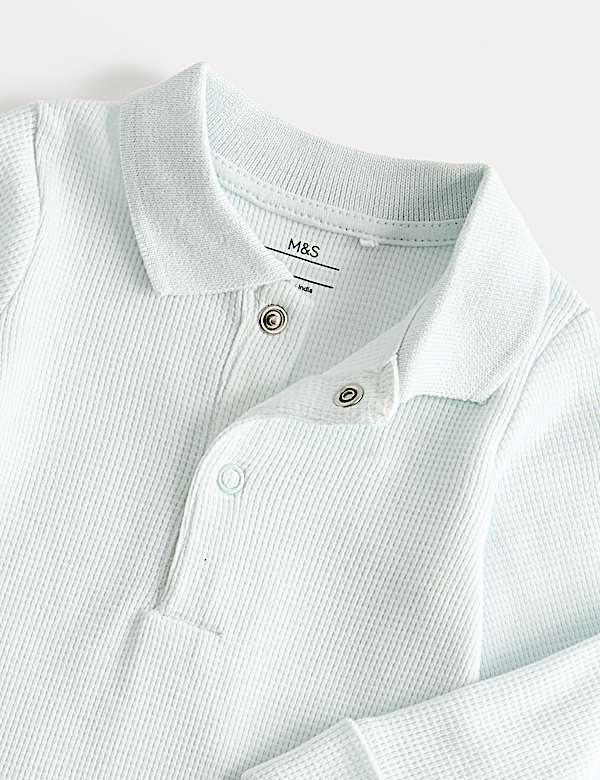 2 Pack Pure Cotton Long Sleeve Polo Bodysuits (0-3Yrs)