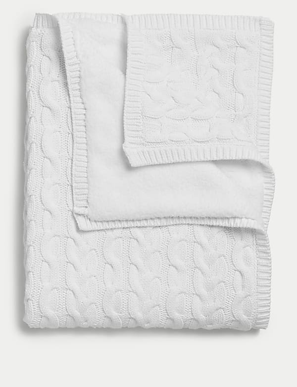 Pure Cotton Cable Knitted Fleece Shawl - EE