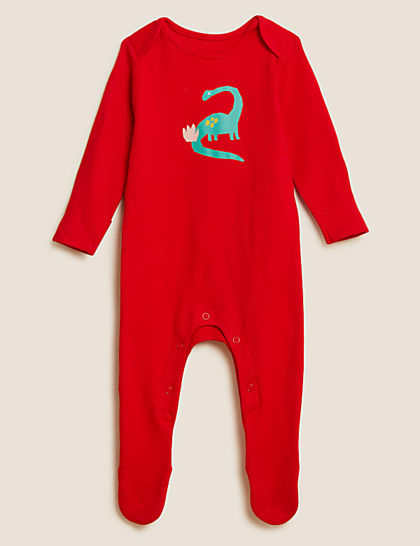3pk Pure Cotton Dinosaur Sleepsuits (61/2lbs - 3 Yrs)