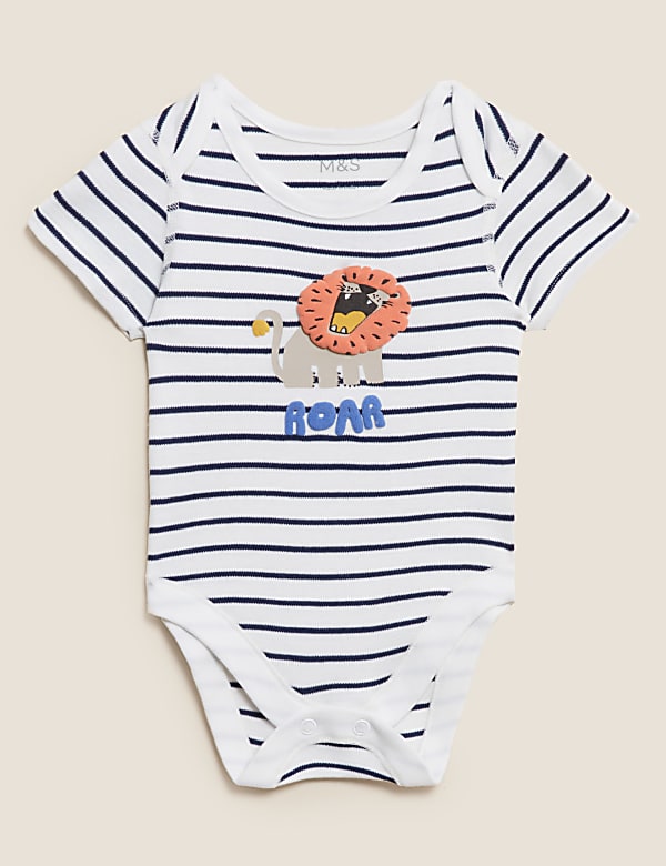 3pk Pure Cotton Safari Bodysuits (6½lbs - 3 Yrs)