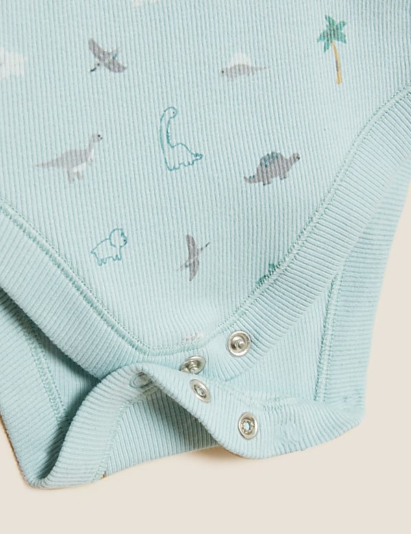 3pk Cotton Rich Dinosaur Bodysuits