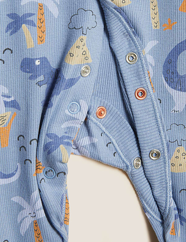 3pk Cotton Rich Dinosaur Sleepsuits