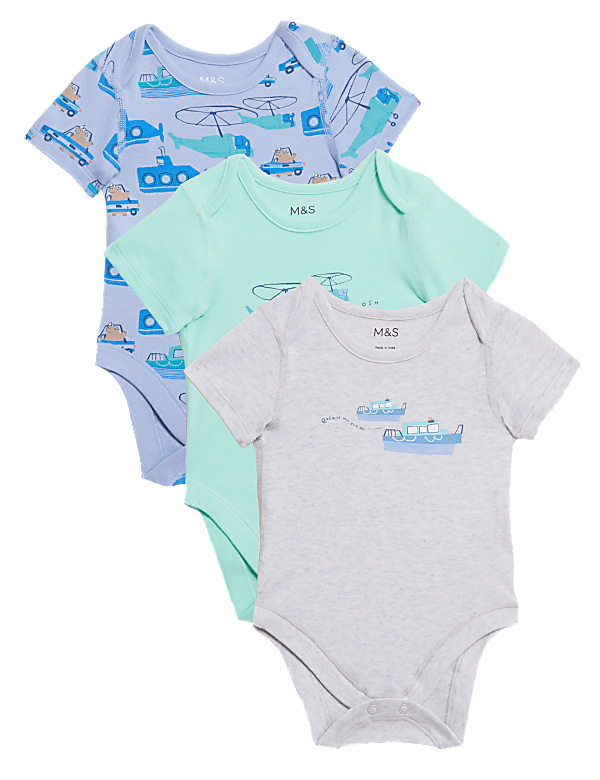 3pk Pure Cotton Animal Bodysuits (6½lbs - 3 Yrs)