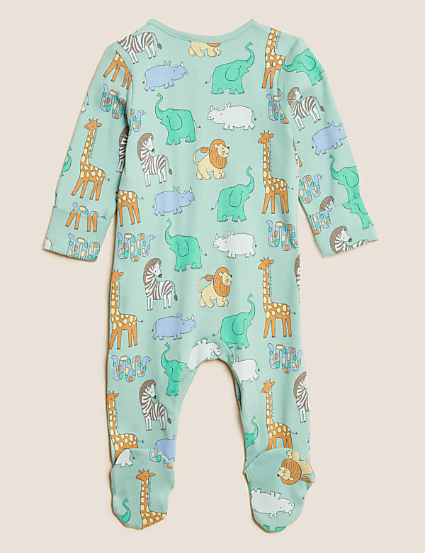 3pk Pure Cotton Safari Sleepsuits