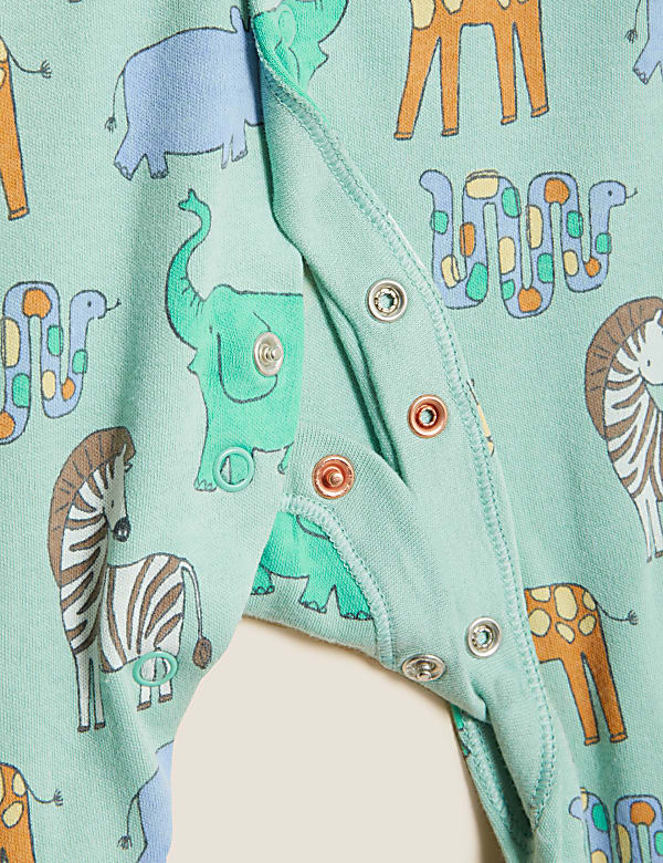3pk Pure Cotton Safari Sleepsuits